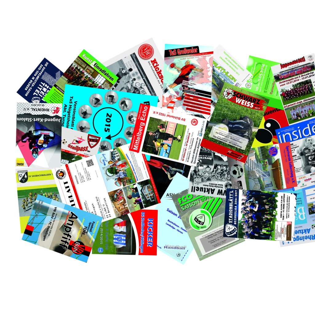 Abbildung verschiedener Stadionhefte/Sporthefte