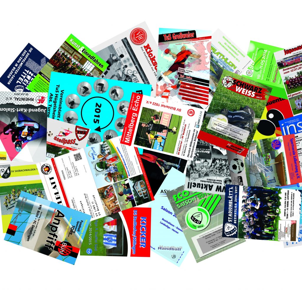 Abbildung verschiedener Stadionhefte/Sporthefte